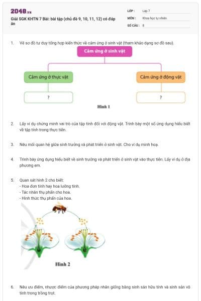 Giải SGK KHTN 7 Bài: bài tập (chủ đề 9, 10, 11, 12) có đáp án