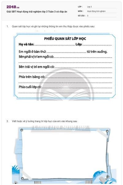 Giải SBT Hoạt động trải nghiệm lớp 3 Tuần 3 có đáp án