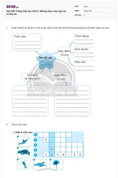 Giải VBT Tiếng Việt lớp 3 Bài 2: Những đám mây ngũ sắc có đáp án