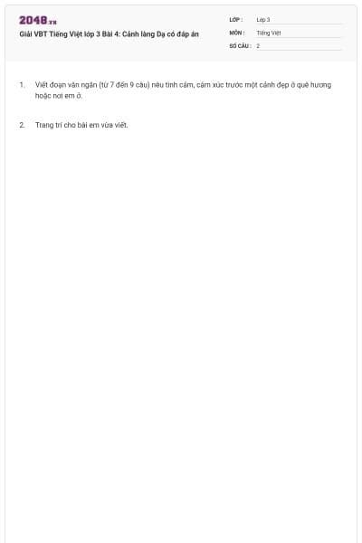 Giải VBT Tiếng Việt lớp 3 Bài 4: Cảnh làng Dạ có đáp án