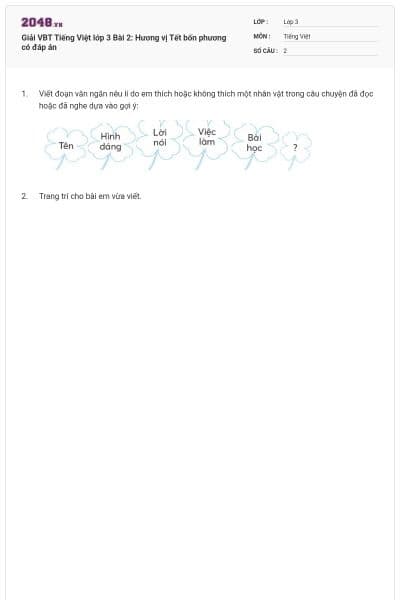 Giải VBT Tiếng Việt lớp 3 Bài 2: Hương vị Tết bốn phương có đáp án