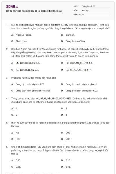 Đề thi thử Hóa học cực hay có lời giải chi tiết (đề số 3)