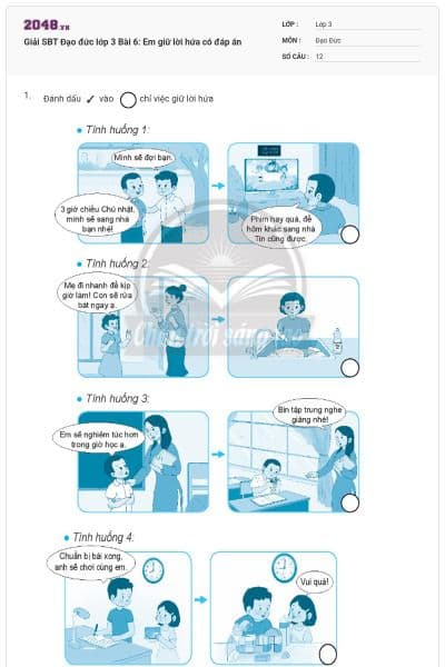 Giải SBT Đạo đức lớp 3 Bài 6: Em giữ lời hứa có đáp án