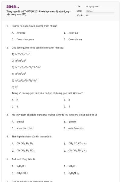 Tổng hợp đề thi THPTQG 2019 Hóa học mức độ vận dụng - vận dụng cao (P3)
