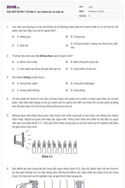 Giải SBT KHTN 7 CD Bài 9. Sự truyền âm có đáp án