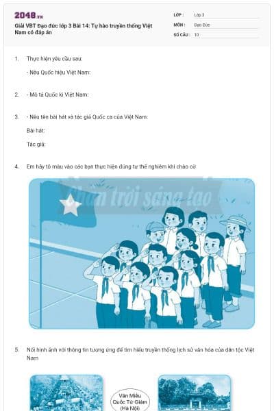 Giải VBT Đạo đức lớp 3 Bài 14: Tự hào truyền thống Việt Nam có đáp án