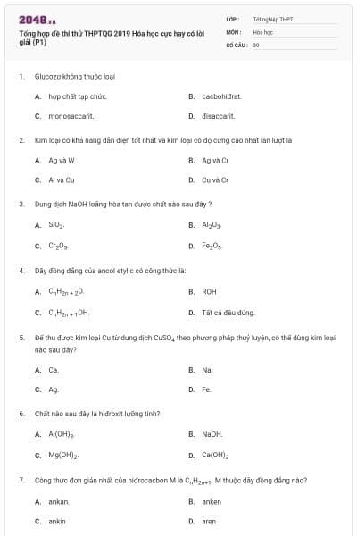 Tổng hợp đề thi thử THPTQG 2019 Hóa học cực hay có lời giải (P1)