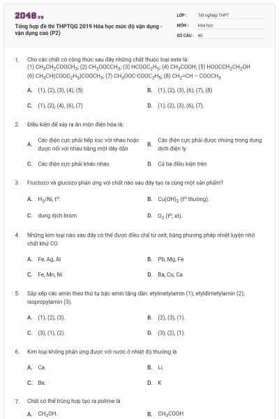 Tổng hợp đề thi THPTQG 2019 Hóa học mức độ vận dụng - vận dụng cao (P2)