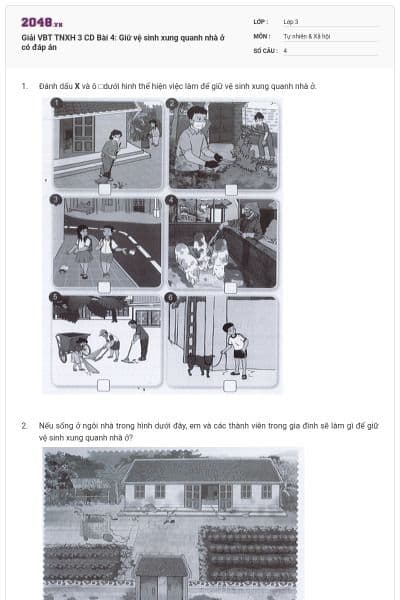 Giải VBT TNXH 3 CD Bài 4: Giữ vệ sinh xung quanh nhà ở có đáp án