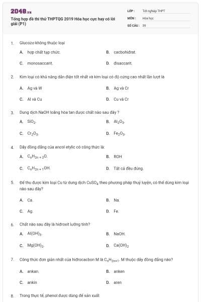 Tổng hợp đề thi thử THPTQG 2019 Hóa học cực hay có lời giải (P1)