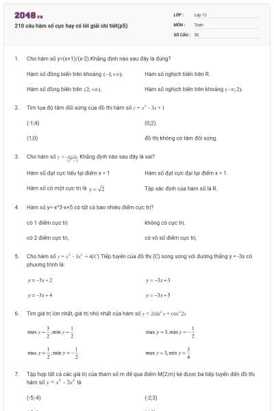 210 câu hàm số cực hay có lời giải chi tiết(p5)