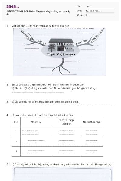 Giải VBT TNXH 3 CD Bài 6: Truyền thống trường em có đáp án