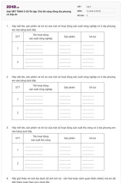 Giải VBT TNXH 3 CD Ôn tập: Chủ đề cộng đồng địa phương có đáp án