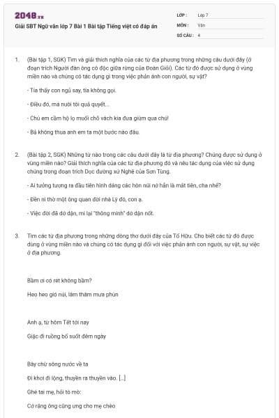 Giải SBT Ngữ văn lớp 7 Bài 1 Bài tập Tiếng việt có đáp án