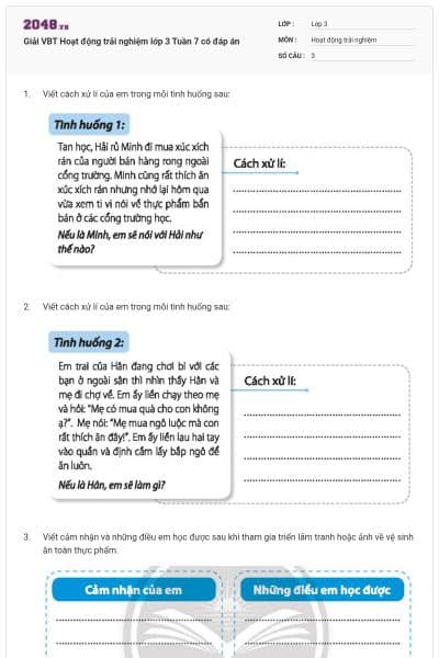 Giải VBT Hoạt động trải nghiệm lớp 3 Tuần 7 có đáp án