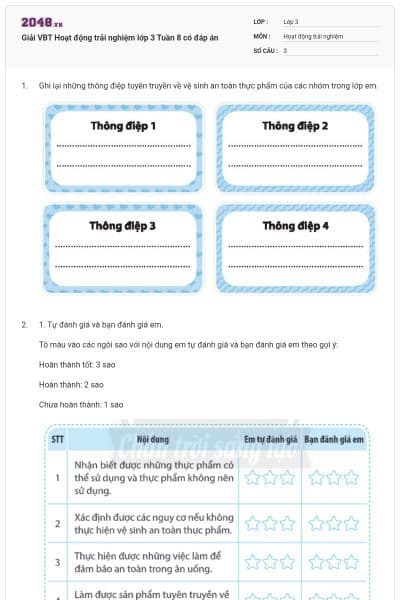 Giải VBT Hoạt động trải nghiệm lớp 3 Tuần 8 có đáp án
