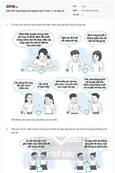 Giải VBT Hoạt động trải nghiệm lớp 3 Tuần 11 có đáp án