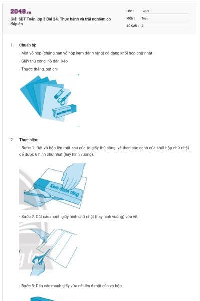 Giải SBT Toán lớp 3 Bài 24. Thực hành và trải nghiệm có đáp án