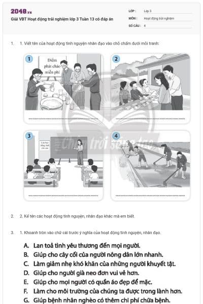 Giải VBT Hoạt động trải nghiệm lớp 3 Tuần 13 có đáp án