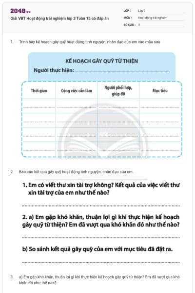 Giải VBT Hoạt động trải nghiệm lớp 3 Tuần 15 có đáp án