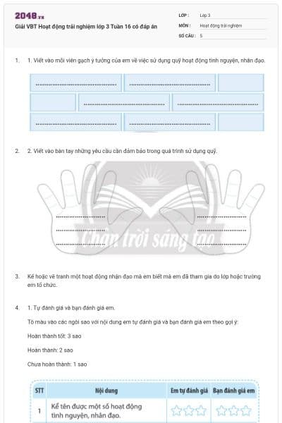 Giải VBT Hoạt động trải nghiệm lớp 3 Tuần 16 có đáp án