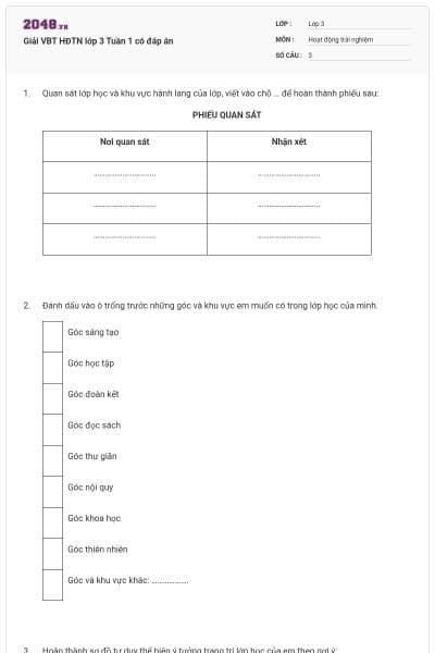 Giải VBT HĐTN lớp 3 Tuần 1 có đáp án