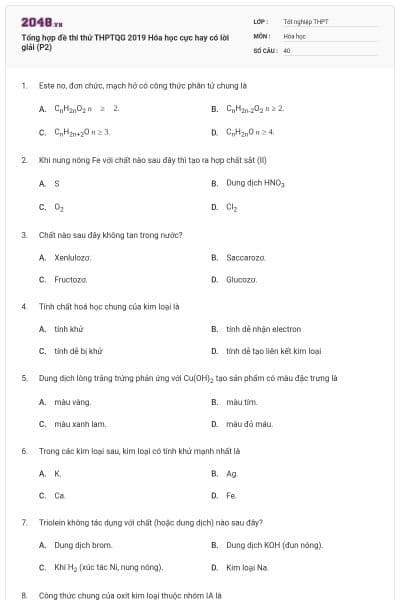 Tổng hợp đề thi thử THPTQG 2019 Hóa học cực hay có lời giải (P2)