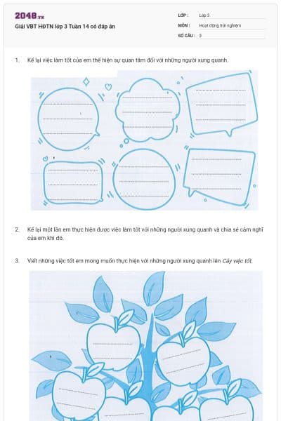 Giải VBT HĐTN lớp 3 Tuần 14 có đáp án