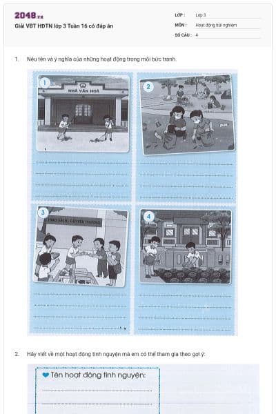 Giải VBT HĐTN lớp 3 Tuần 16 có đáp án