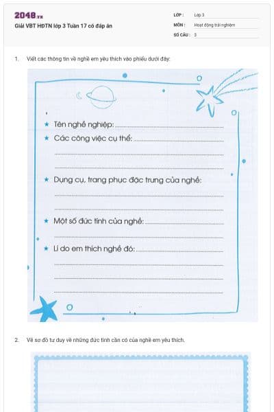 Giải VBT HĐTN lớp 3 Tuần 17 có đáp án