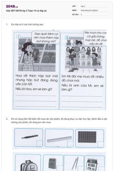 Giải VBT HĐTN lớp 3 Tuần 19 có đáp án