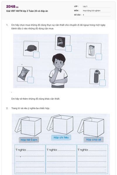 Giải VBT HĐTN lớp 3 Tuần 20 có đáp án