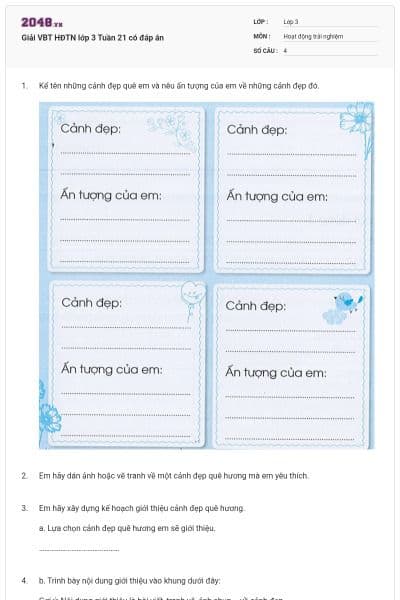 Giải VBT HĐTN lớp 3 Tuần 21 có đáp án