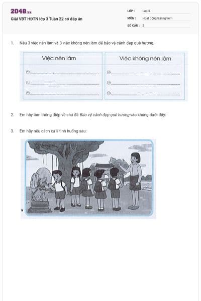 Giải VBT HĐTN lớp 3 Tuần 22 có đáp án