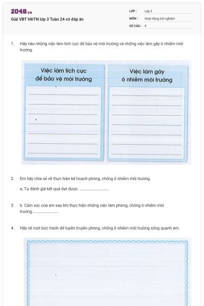 Giải VBT HĐTN lớp 3 Tuần 24 có đáp án