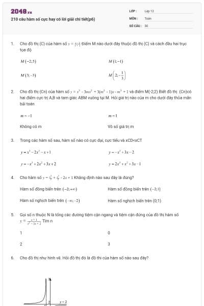 210 câu hàm số cực hay có lời giải chi tiết(p6)