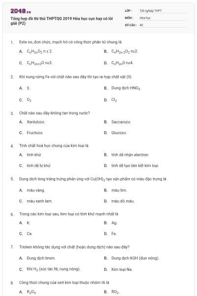 Tổng hợp đề thi thử THPTQG 2019 Hóa học cực hay có lời giải (P2)
