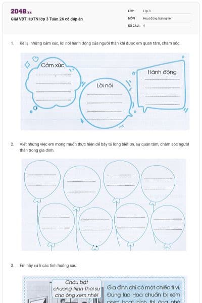 Giải VBT HĐTN lớp 3 Tuần 26 có đáp án