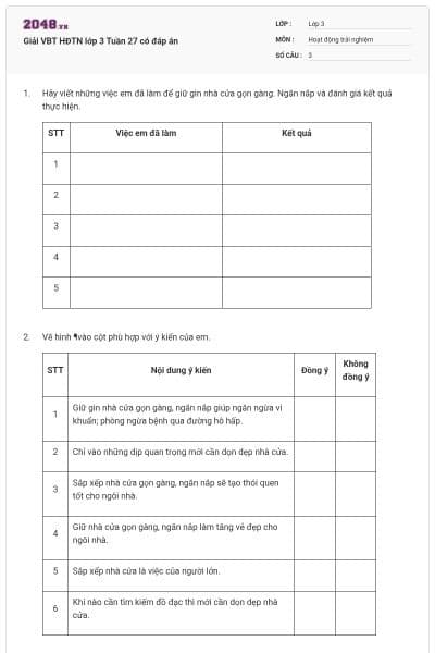 Giải VBT HĐTN lớp 3 Tuần 27 có đáp án