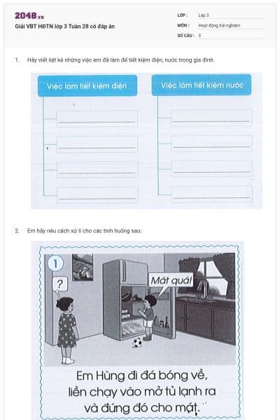 Giải VBT HĐTN lớp 3 Tuần 28 có đáp án