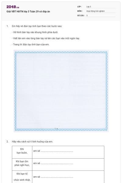 Giải VBT HĐTN lớp 3 Tuần 29 có đáp án