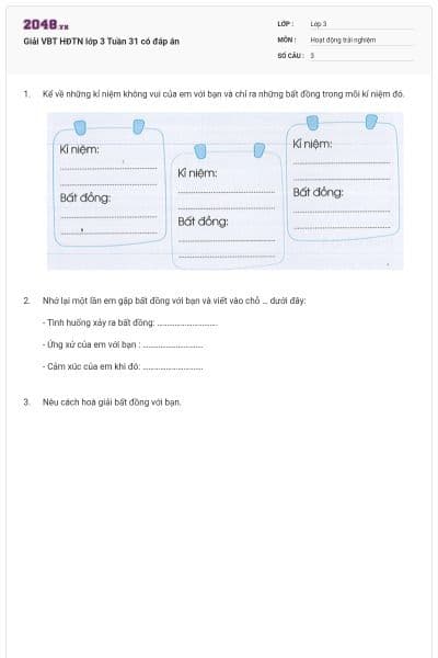 Giải VBT HĐTN lớp 3 Tuần 31 có đáp án