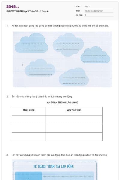 Giải VBT HĐTN lớp 3 Tuần 35 có đáp án