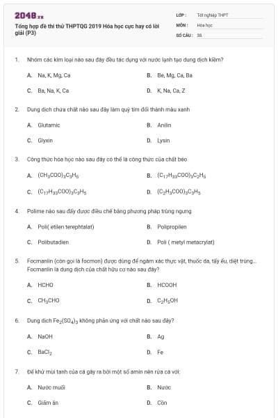 Tổng hợp đề thi thử THPTQG 2019 Hóa học cực hay có lời giải (P3)