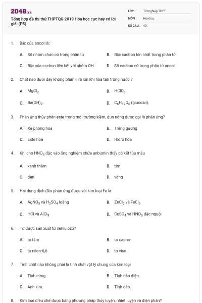 Tổng hợp đề thi thử THPTQG 2019 Hóa học cực hay có lời giải (P5)