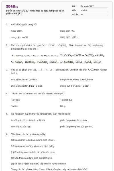 Đề Ôn thi THPTQG 2019 Hóa Học cơ bản, nâng cao có lời giải chi tiết (P1)
