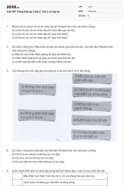 Giải VBT Tiếng Việt lớp 3 Bài 5: Tiết 2 có đáp án