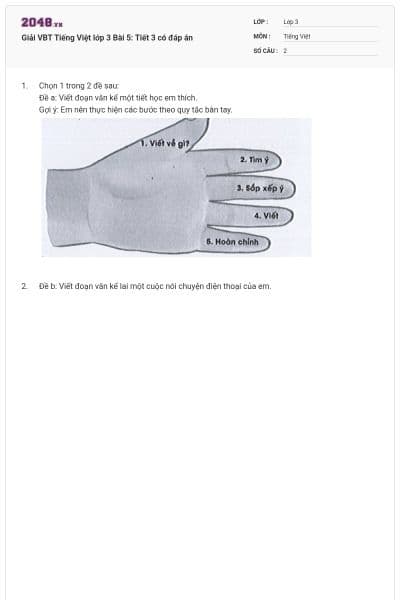 Giải VBT Tiếng Việt lớp 3 Bài 5: Tiết 3 có đáp án