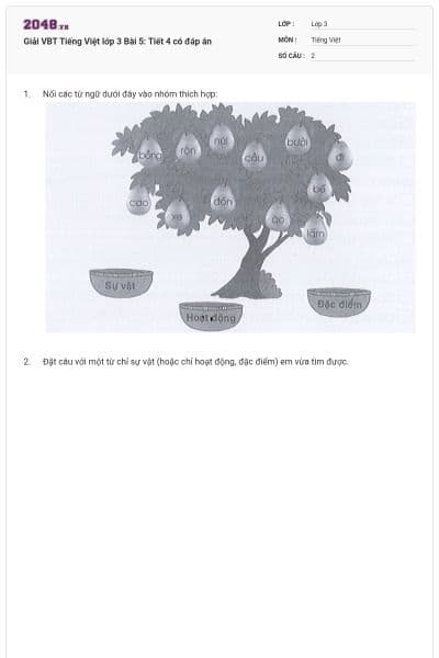 Giải VBT Tiếng Việt lớp 3 Bài 5: Tiết 4 có đáp án