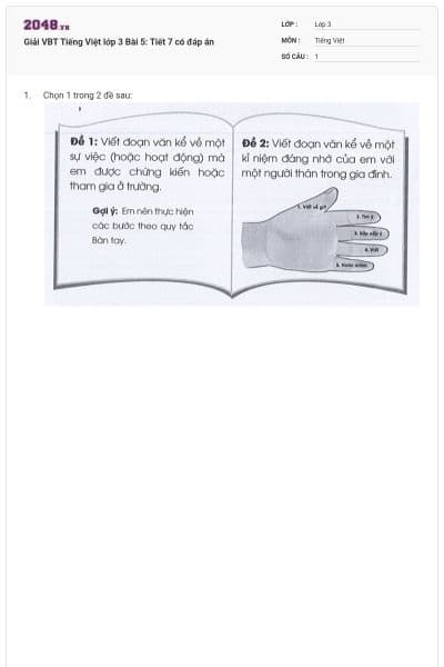 Giải VBT Tiếng Việt lớp 3 Bài 5: Tiết 7 có đáp án